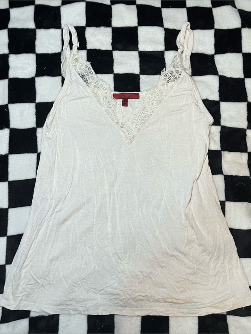 Red Cream Lace Trim Camisole